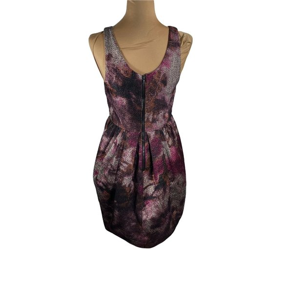 Alice + Olivia Marie Tulip Bubble Hem Mini Dress Metallic Purple Grey Size 8 - Picture 5 of 12